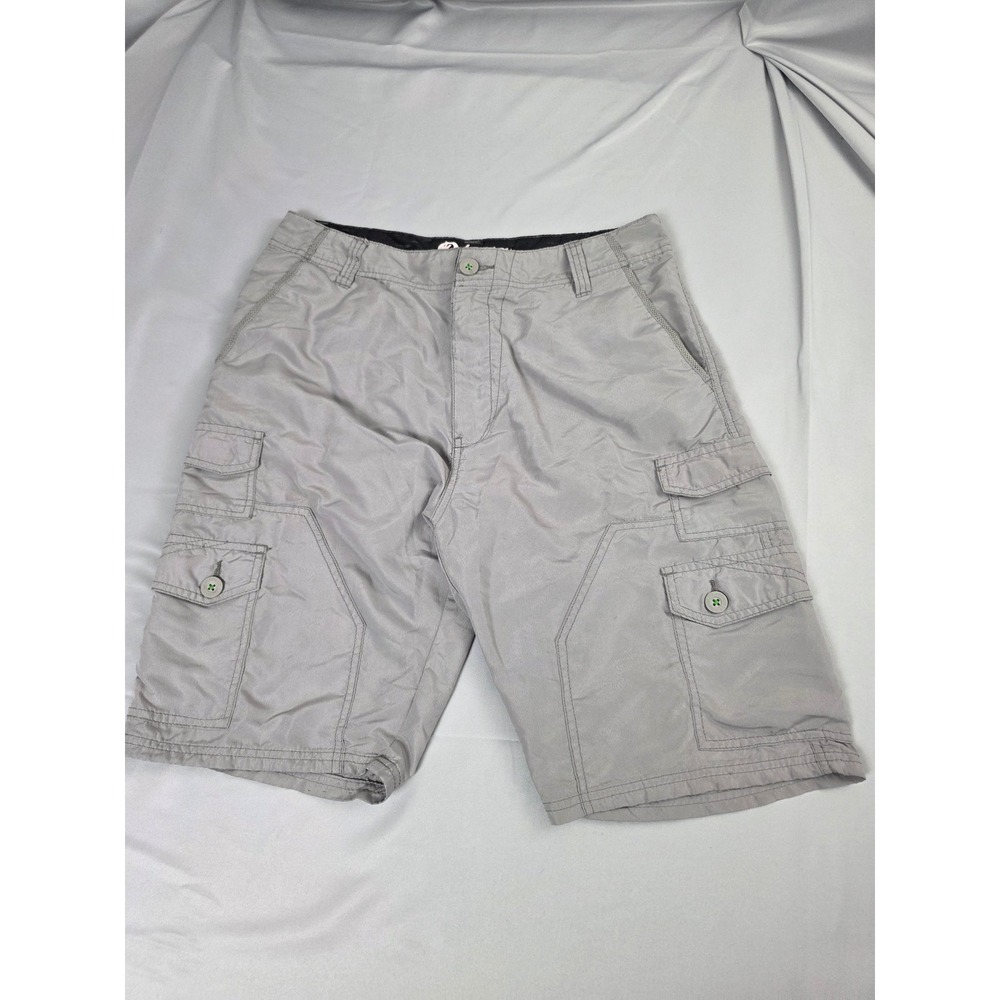 Plugg Co Mens Cargo Shorts Grey Multi Pocket Utility Outdoor Size 32